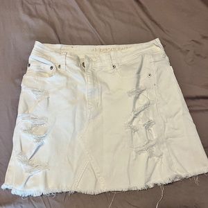 American Eagle White Denim Skirt High-waisted